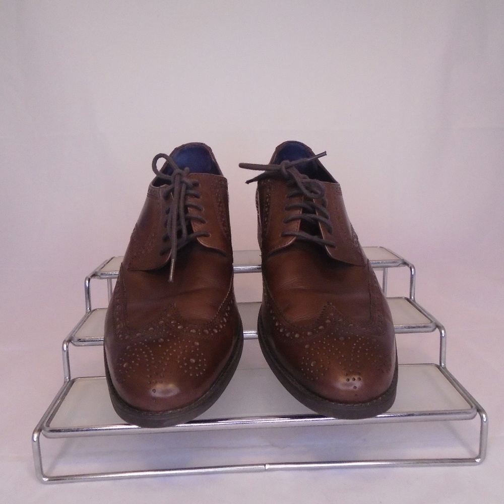COLE HAAN MENS WINGTIP OXFORD BROWN LEATHER DRESS - Picture 6 of 8